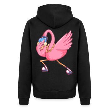 tamponner flamant drôle fête oiseau - Veste à capuche bio Premium Unisexe - noir - Dos - Nico (187cm)