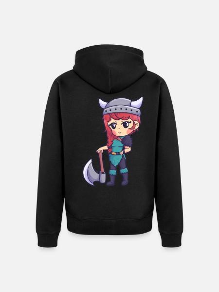 Wikinger Mädchen Axt Krieger Frau - Unisex Premium Bio Zip Hoodie - Schwarz