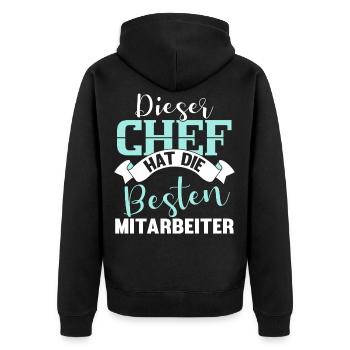 Lustig Chef Boss Mitarbeiter Beruf Spruch Geschenk - Unisex Premium Bio Zip Hoodie - Schwarz - Hinten - Nico (187cm)