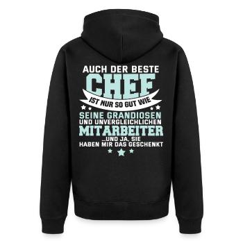 Lustig Chef Boss Mitarbeiter Beruf Spruch Geschenk - Unisex Premium Bio Zip Hoodie - Schwarz - Hinten - Nico (187cm)