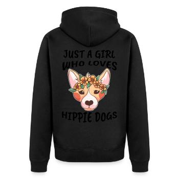 chien hippie fille - Veste à capuche bio Premium Unisexe - noir - Dos - Nico (187cm)