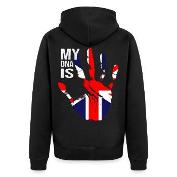 Drapeau britannique, mon ADN est britannique, drapeau Union Jack - Veste à capuche bio Premium Unisexe - noir - Dos - Nico (187cm)
