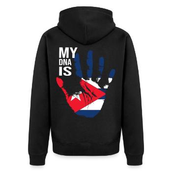 My DNA Is Cuban, Cool Cuba Flag, Cuba Love, Cuba - Unisex Premium Bio Zip Hoodie - Schwarz - Hinten - Nico (187cm)