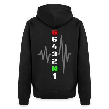 1N23456 - Unisex Premium Bio Zip Hoodie - Schwarz - Hinten - Nico (187cm)