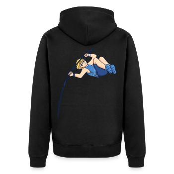 Sport Athlet Stabhochsprung Geschenk - Unisex Premium Bio Zip Hoodie - Schwarz - Hinten - Nico (187cm)