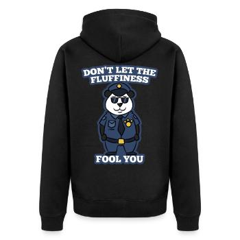 Panda Bär Polizei Sicherheit Geschenk - Unisex Premium Bio Zip Hoodie - Schwarz - Hinten - Nico (187cm)
