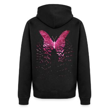 Schmetterling rosa Flügel - Unisex Premium Bio Zip Hoodie - Schwarz - Hinten - Nico (187cm)