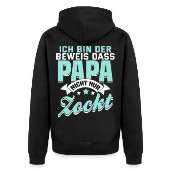 Lustiger Papa Spruch Zocker Videospiel Geschenk - Unisex Premium Bio Zip Hoodie - Schwarz - Hinten - Nico (187cm)