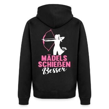 Bogenschießen Pfeil Bogen Lustig Spruch Geschenk - Unisex Premium Bio Zip Hoodie - Schwarz - Hinten - Nico (187cm)