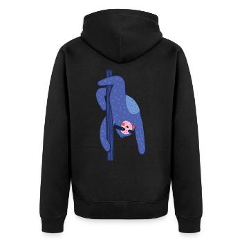 Pole dance sloth - Unisex Premium Organic Zip Hoodie - black - Back - Nico (187cm)