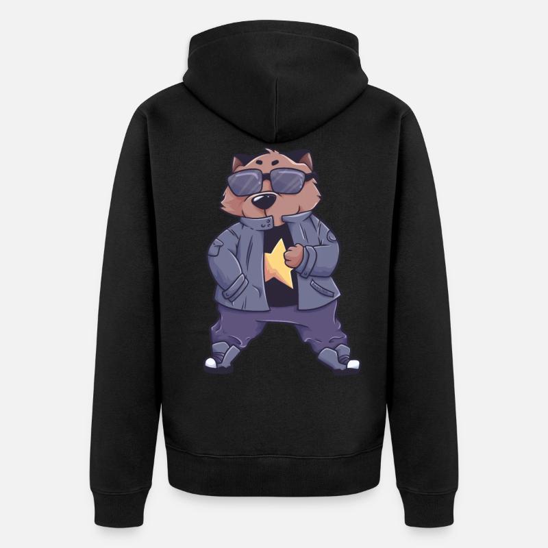 Cadeau marsupial Wombat Australie - Veste à capuche bio Premium Unisexe - noir