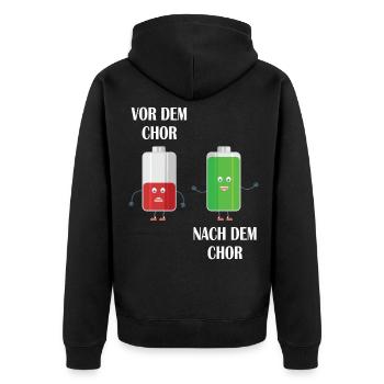 Vor dem Chor-Nach dem Chor - Unisex Premium Bio Zip Hoodie - Schwarz - Hinten - Nico (187cm)