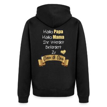 Ihr Werdet Befördert Zu Oma und Opa - Unisex Premium Bio Zip Hoodie - Schwarz - Hinten - Nico (187cm)