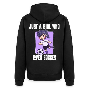 Fille aime le football - Veste à capuche bio Premium Unisexe - noir - Dos - Nico (187cm)
