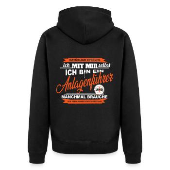 Maschinen und Anlagenführer Fachkunde Geschenk - Unisex Premium Bio Zip Hoodie - Schwarz - Hinten - Nico (187cm)
