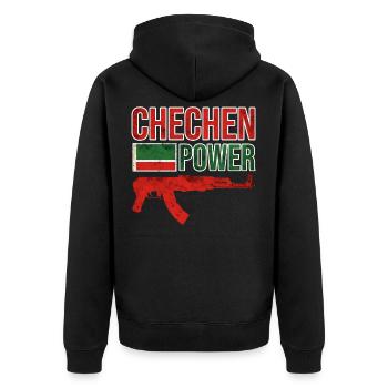 Puissance tchétchène, combattant tchétchène cool, drapeau tchétchène - Veste à capuche bio Premium Unisexe - noir - Dos - Nico (187cm)