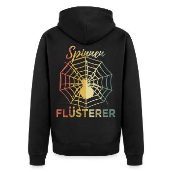 Lustig Spinnen Flüsterer Retro Spruch Geschenk - Unisex Premium Bio Zip Hoodie - Schwarz - Hinten - Nico (187cm)