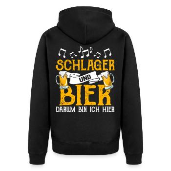 Lustig Schlager Bier Party Spruch Geschenk - Unisex Premium Bio Zip Hoodie - Schwarz - Hinten - Nico (187cm)