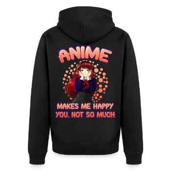 Anime Lustiger Spruch Otaku Senpai Geschenk Geek - Unisex Premium Bio Zip Hoodie - Schwarz - Hinten - Nico (187cm)