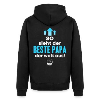 Der beste Papa der Welt - Unisex Premium Bio Zip Hoodie - Schwarz - Hinten - Nico (187cm)
