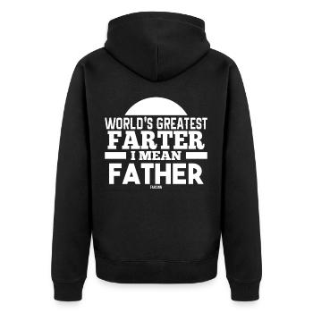 Papa Vatertag Familie Mann Geschenk - Unisex Premium Bio Zip Hoodie - Schwarz - Hinten - Nico (187cm)