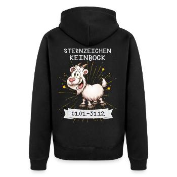 Sternzeichen Keinbock - Unisex Premium Bio Zip Hoodie - Schwarz - Hinten - Nico (187cm)