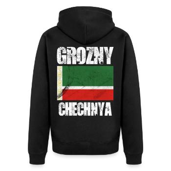 Grozny Tchétchénie, drapeau tchétchène - Veste à capuche bio Premium Unisexe - noir - Dos - Nico (187cm)