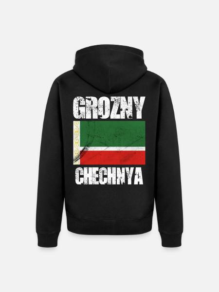Grozny Chechnya, Chechen Flag - Unisex Premium Organic Zip Hoodie - black