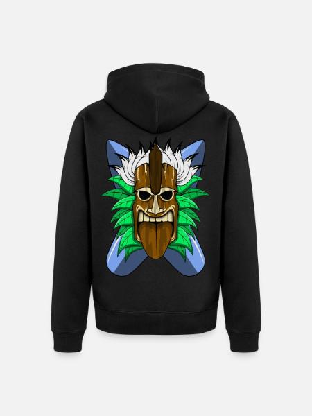 TIKI mask - Unisex Premium Organic Zip Hoodie - black