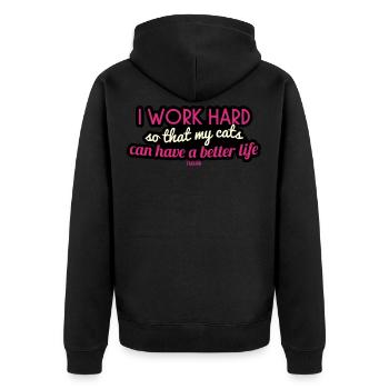 Cat pet meow kitten lion love - Unisex Premium Organic Zip Hoodie - black - Back - Nico (187cm)