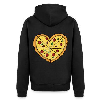 Pizza Herz - Unisex Premium Bio Zip Hoodie - Schwarz - Hinten - Nico (187cm)