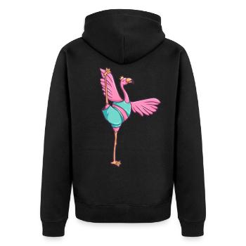 Flamingo Yoga Krone Vogel Meditieren - Unisex Premium Bio Zip Hoodie - Schwarz - Hinten - Nico (187cm)