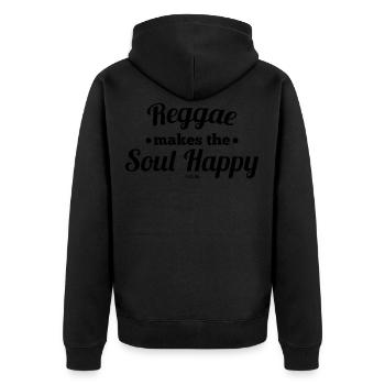 Musique reggae Rasta Jamaïque marijuana - Veste à capuche bio Premium Unisexe - noir - Dos - Nico (187cm)
