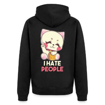 Je déteste les gens chat disant cadeau - Veste à capuche bio Premium Unisexe - noir - Dos - Nico (187cm)