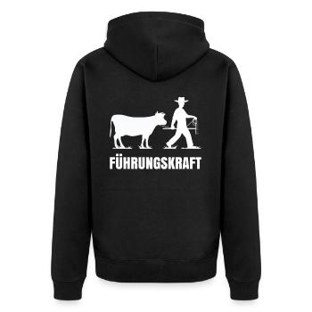 Führungskraft Landwirt Design mit Milchkuh - Unisex Premium Bio Zip Hoodie - Schwarz - Hinten - Nico (187cm)