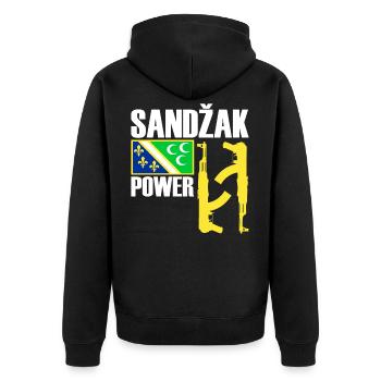 Sandzak Power, Cool Sandzak Fighter, Sandzak Flag - Unisex Premium Organic Zip Hoodie - black - Back - Nico (187cm)