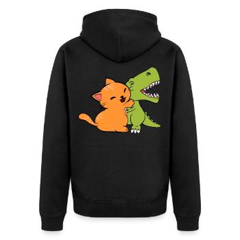 Teeshirt Cool Dinosaure Pour Amoureux des Animaux - Veste à capuche bio Premium Unisexe - noir - Dos - Nico (187cm)