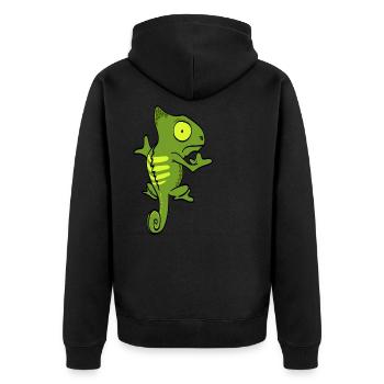 Cute Green Iguana Pet Lizard Reptile Owner Gift - Unisex Premium Organic Zip Hoodie - black - Back - Nico (187cm)