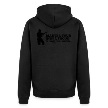 Martial Arts Kampfsport Spruch Karate - Unisex Premium Bio Zip Hoodie - Schwarz - Hinten - Nico (187cm)