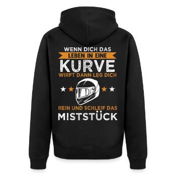 Lustig Motorrad Bike Geschenk Spruch Sarkastisch - Unisex Premium Bio Zip Hoodie - Schwarz - Hinten - Nico (187cm)