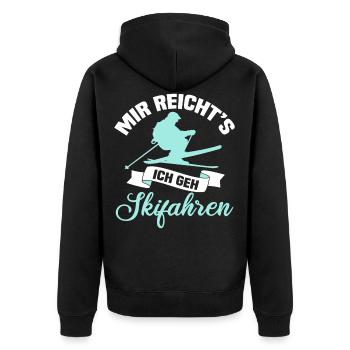 Lustig Ski Skier Berge Skifahren Geschenk - Unisex Premium Bio Zip Hoodie - Schwarz - Hinten - Nico (187cm)