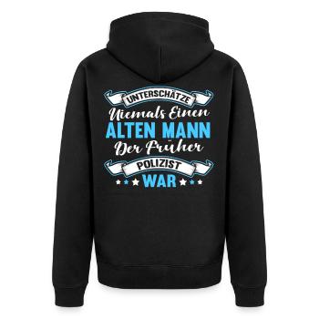 Lustig Polizei Cop Polizist Beruf Spruch Geschenk - Unisex Premium Bio Zip Hoodie - Schwarz - Hinten - Nico (187cm)