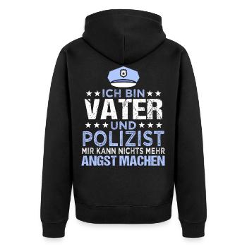 Funny Police Papa Policeman Profession Saying Gift - Unisex Premium Organic Zip Hoodie - black - Back - Nico (187cm)