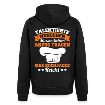 Lustig Koch Chefkoch Küchenchef Spruch Geschenk - Unisex Premium Bio Zip Hoodie - Schwarz - Hinten - Nico (187cm)