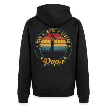 "Homme mythe légende papa" Conception de tshirt - Veste à capuche bio Premium Unisexe - noir - Dos - Nico (187cm)