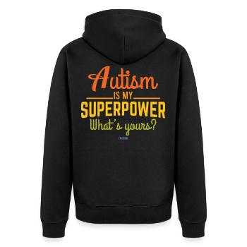 Autismus besonders Entwicklungsstörung - Unisex Premium Bio Zip Hoodie - Schwarz - Hinten - Nico (187cm)