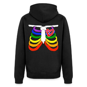 Colorful Rainbow Flag Gay Pride Tshirt Design " - Unisex Premium Organic Zip Hoodie - black - Back - Nico (187cm)
