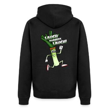 Funny leek design for jogging running marathon - Unisex Premium Organic Zip Hoodie - black - Back - Nico (187cm)