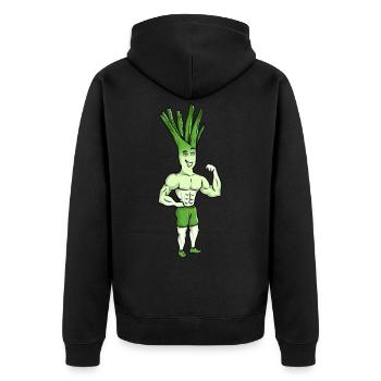 Lauch Fitness Pumper Design als Sport Motivation - Unisex Premium Bio Zip Hoodie - Schwarz - Hinten - Nico (187cm)