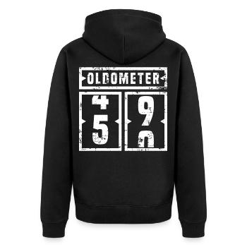 Un joli teeshirt d'anniversaire "Oldometer 59" - Veste à capuche bio Premium Unisexe - noir - Dos - Nico (187cm)